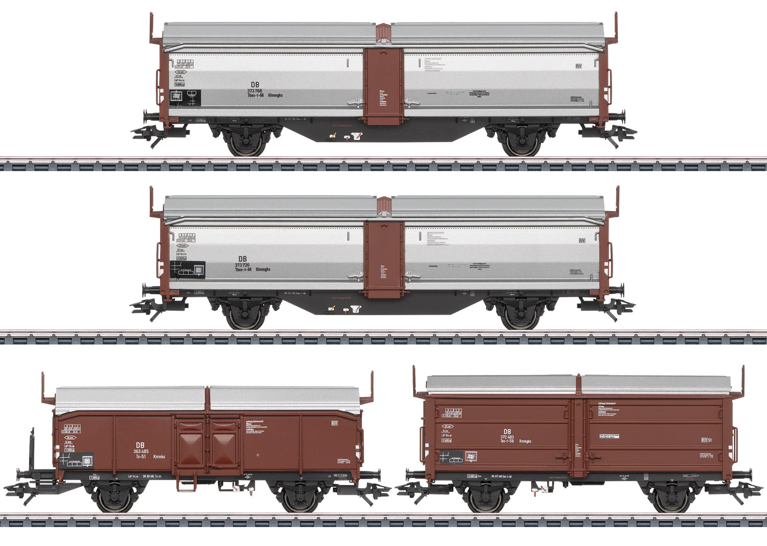Marklin 47301 HO German Federal Railroad Sliding Roof/Wall Car (Set of 4)