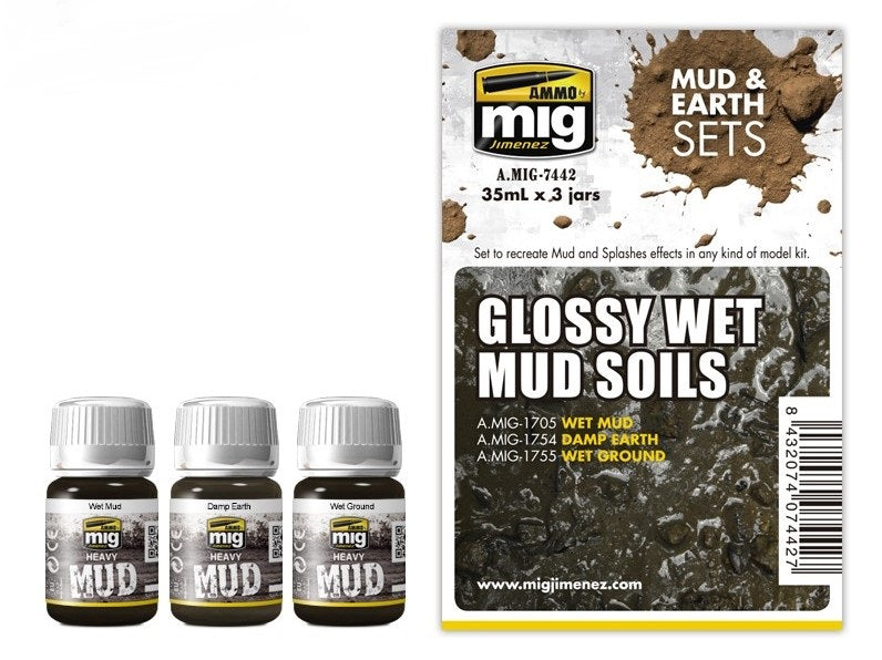 Mig Jimenez AMIG7442 Glossy Wet Mud Soils Enamel Set