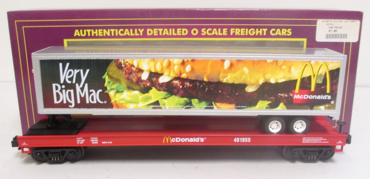 MTH 20-98134 O McDonalds Flatcar w/Trailer #461955 LN/Box