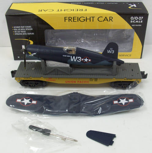 K-Line K661-2114 O Gauge Union Pacific Flar Car w/ F4U Fighter Plane LN/Box
