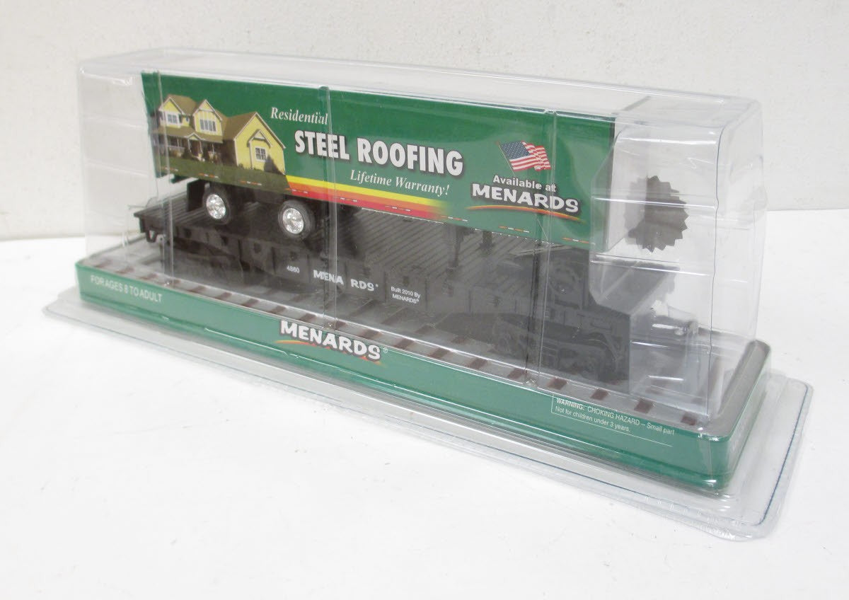 Menards 279-0425 O27 Exclusive Flatcar w/Steel Roofing Trailer NIB
