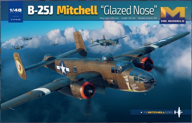 HK Models 01F008 1:48 B25J Mitchell Glazed Nose Bomb Military Aircraft Plane Kit