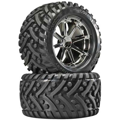 HPI Racing 4727 Mounted Goliath Tire Blast Wheel Chrome (2)