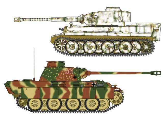 Hasegawa 30067 1:72 Tiger I & Panther GCombo Military Tank Model Kit (Set of 2)