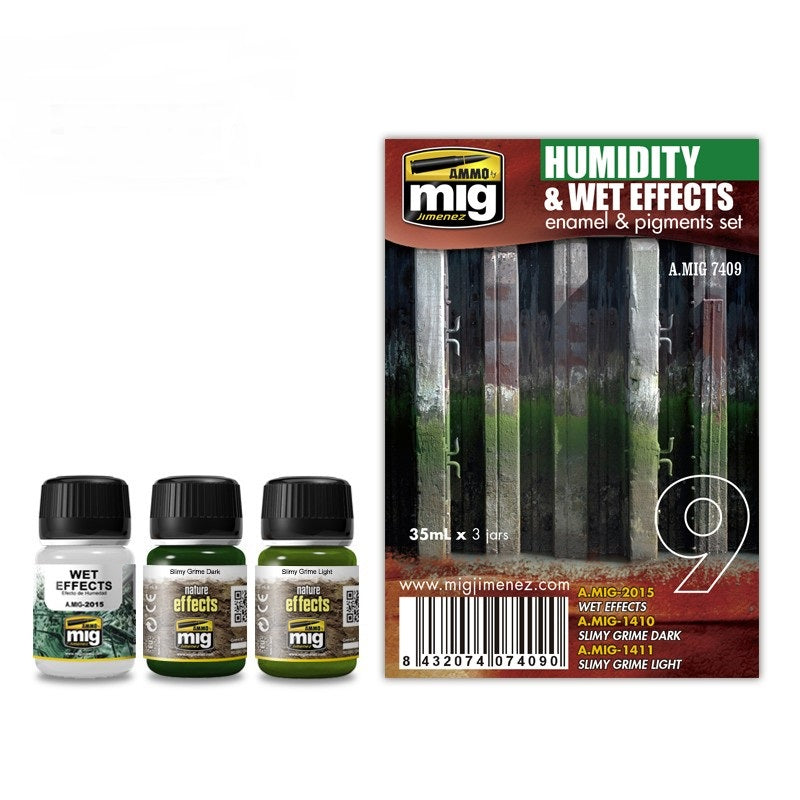 Mig Jimenez AMIG7409 Humidity and Wet Effects Enamel & Pigments (Set of 3)