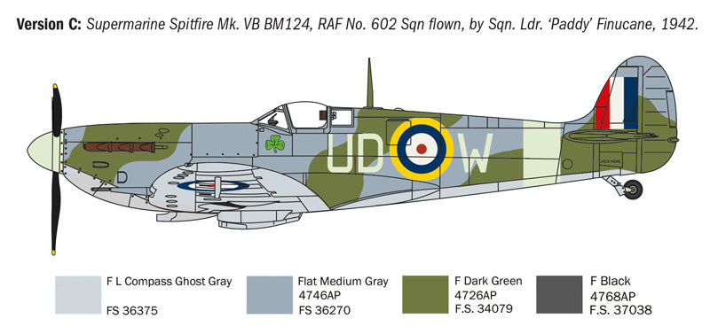 Italeri 1482 1:72 Spitfire Mk.V/Mk.IX Aces Fighter Aircraft Plastic Model Kit
