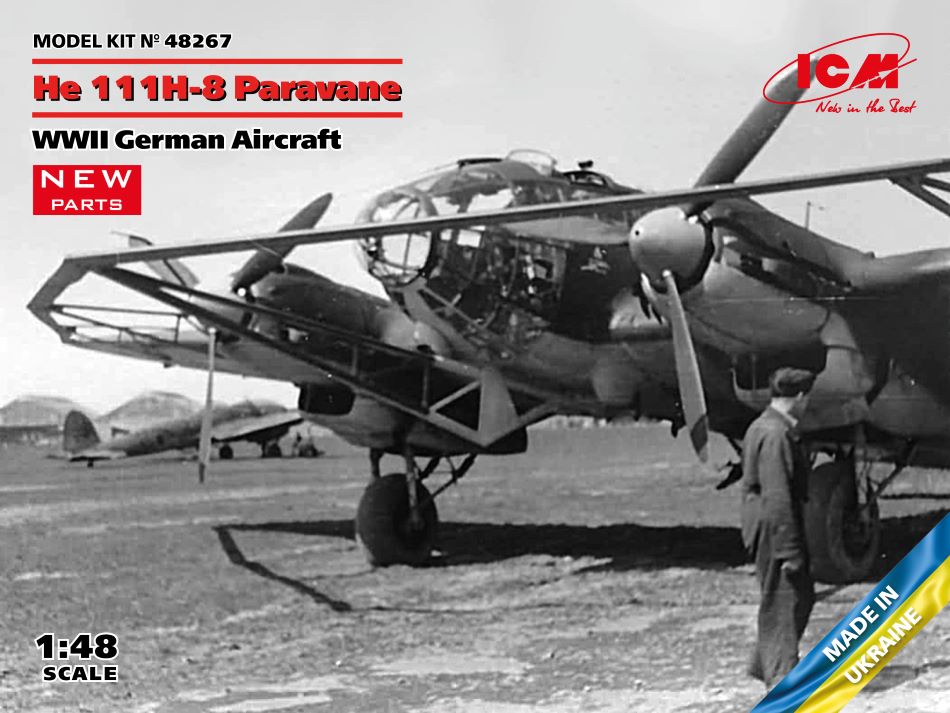 ICM 48267 1:48 Heinkel He-111H-8 Paravane WWII Military Aircraft Plane Model Kit