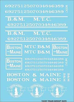 Tichy 10415N N Boston & Maine - MTC Roadname White Railroad Decal Set