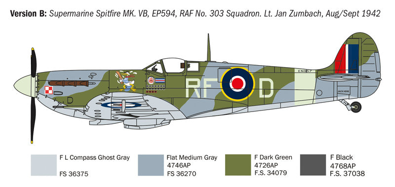 Italeri 1482 1:72 Spitfire Mk.V/Mk.IX Aces Fighter Aircraft Plastic Model Kit