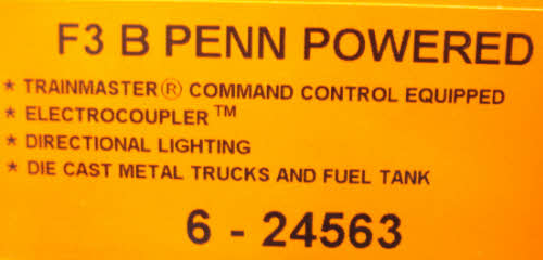 Lionel 6-24563 Pennsylvania F-3 Powered Diesel B-Unit #9501-B LN/Box