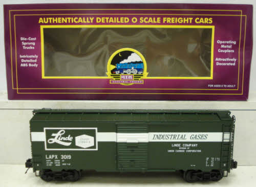 MTH 20-93411 O Linde Liquefied Gases 40’ AAR Box Tank Car #3019 LN/Box