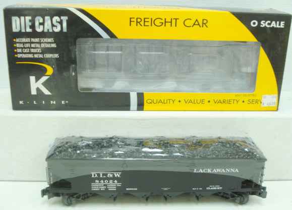 K-Line K623-1472 O Delaware, Lackawanna & Western 4-Bay Hopper w/ Load #84031 LN/Box