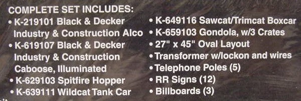 K-Line K1520 O Gauge Black & Decker Diesel Train Set EX/Box