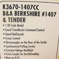 K-Line K3670-1407CC Boston & Albany 2-8-4 Berkshire Steam Locomotive #1407 TMCC LN/Box