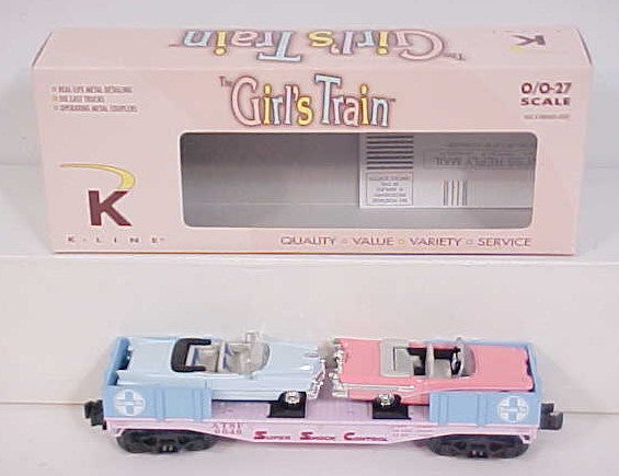K-Line K661-1051 Girls Train ATSF Flat w/Autos LN/Box