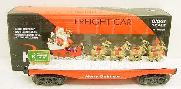 K-Line K661-7401 O Gauge 2000 Holiday Flatcar w/ Santa & his Reindeer LN/Box