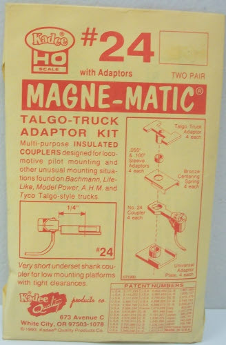 Kadee 24 HO Scale 20-Series Coupler Short Underset Shank (2 Pairs of 2)