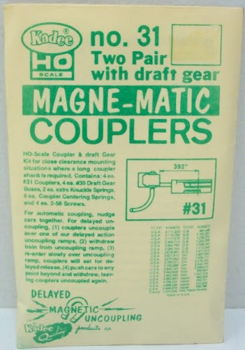 Kadee 31 HO Scale Magne-Matic Couplers Two Pair - with Draft Gear Kit