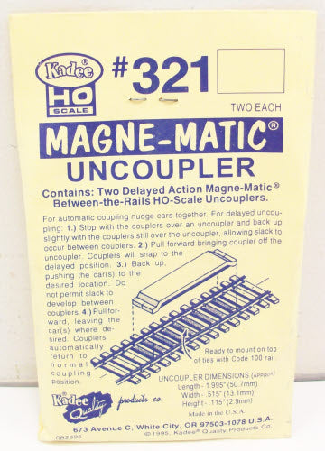 Kadee 321 HO Scale Code 100 Magne-Matic Uncoupler Two Pack