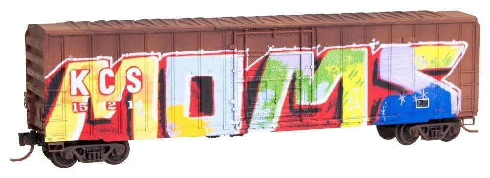 Micro-Trains 02744190 N KCS Weathered 50' Rib Side Plug Door Boxcar #153214