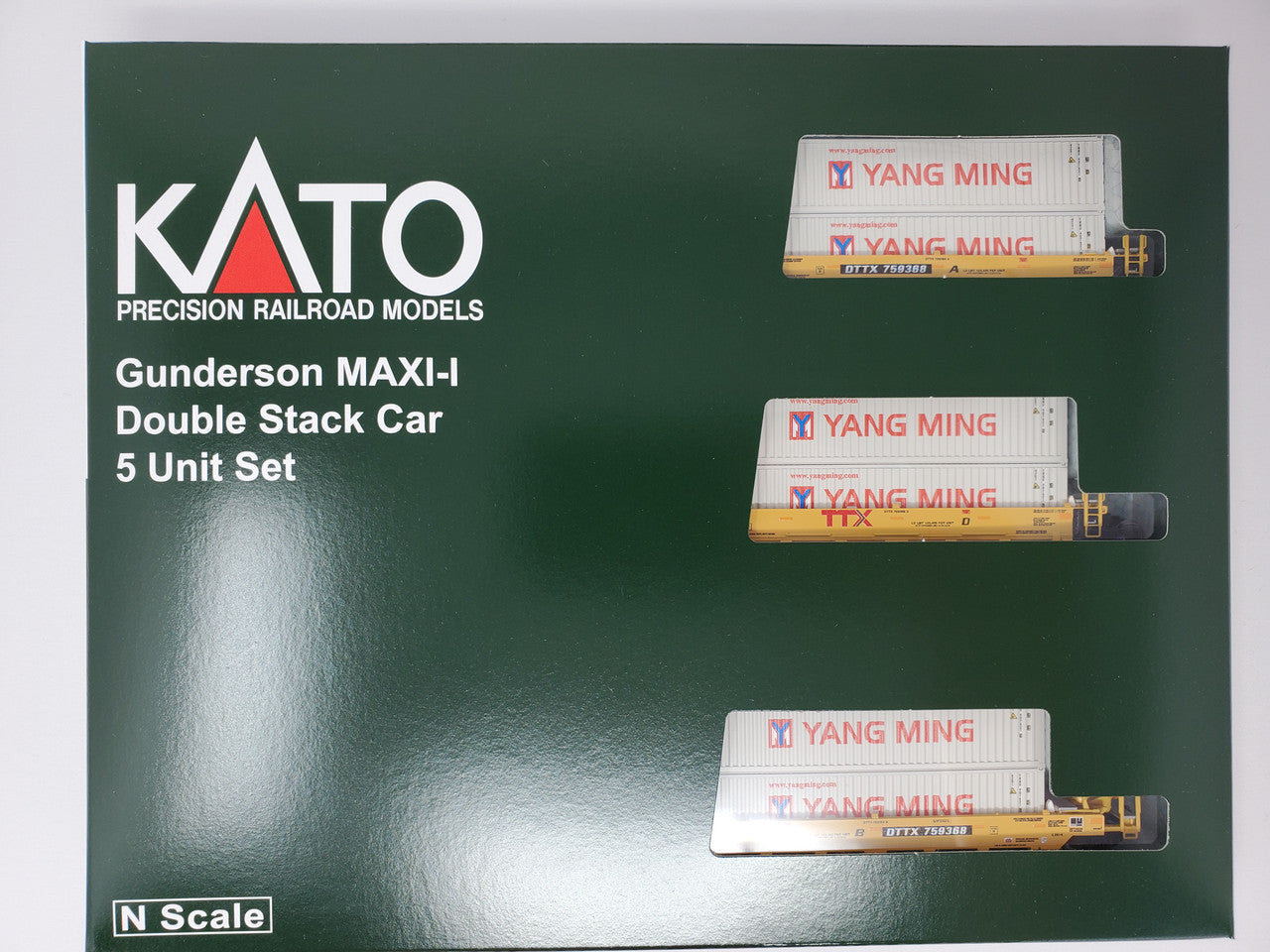 Kato 106-6212 N TTX 5-Unit MAXI-I Well Car with Yat Ming Containers (Pack of 5)