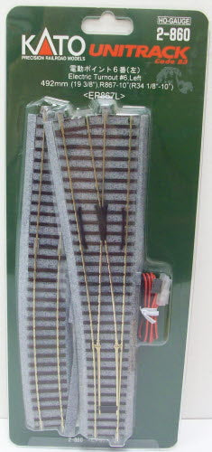 Kato 2-860 HO 19-3/8" #6 Unitrack Left Hand Electric Switch Turnout