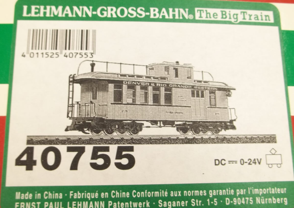 LGB 40755 G Gauge D&RGW Combine Car #215 - Metal Wheels LN/Box