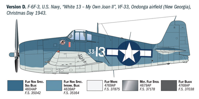Italeri 91213 1:72 F6F-3/5 Hellcat Fighter Aircraft Plastic Model Kit