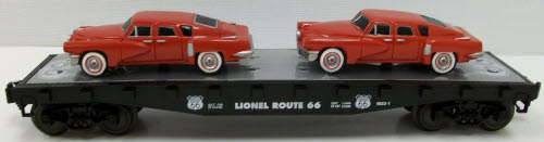 Lionel 6-36000 O Gauge Route 66 Flatcar w/ 2 Sedans #9823-1 LN/Box
