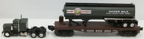 Lionel 6-52392 O Gauge PRR Flatcar w/Hood's Milk Tanker Truck NIB