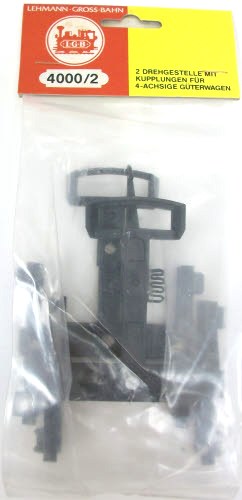 LGB 4000/2 G Scale 8-Wheel Freight Car Trucks w/Couplings