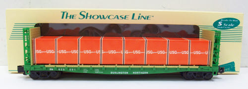 S-Helper 00156 "S" Scale BN Bulkhead Flatcar W/ USG BM Load LN/Box