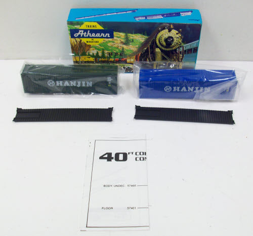 Athearn 5743 HO Scale Green / Blue 40 Ft Hanjin Containers Kit (Set of 2)