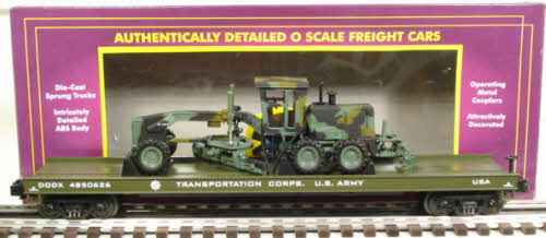 MTH 20-98380 O US Army Flatcar w/ Road Grader #4850626 LN/Box