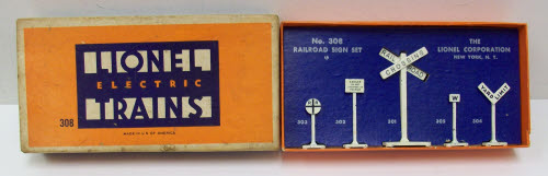 Lionel 308 Vintage O Metal Railroad Sign Set EX/Box