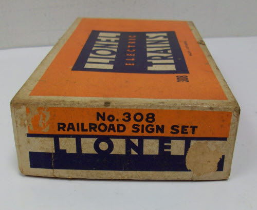 Lionel 308 Vintage O Metal Railroad Sign Set EX/Box