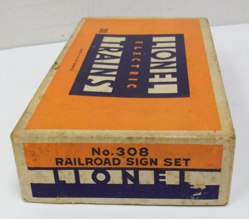 Lionel 308 Vintage O Metal Railroad Sign Set EX/Box