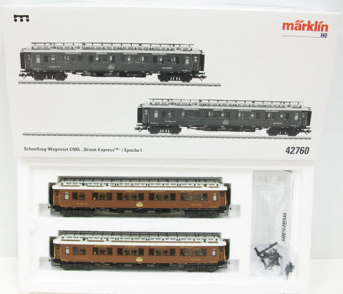 Marklin 42760 HO Scale Orient Express 2-Car Passenger Set LN/Box