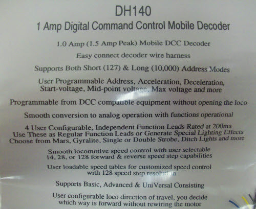 Digitrax DH140 1 Amp Digital Command Mobile Decoder