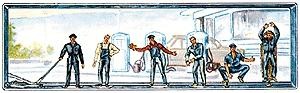 Merten 2325 HO Gas Station Worker Wearing Green Uniform Figures (Set of 6)
