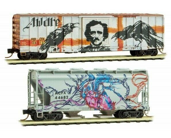 Micro-Trains 99305490 N Railbox Edgar Allen Poe Boxcar/Hopper Car (Set of 2)