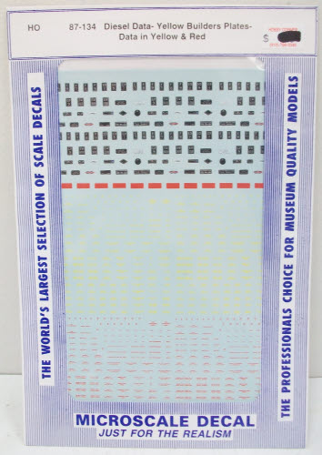 Microscale 87-134 HO Yellow Builders Plates Diesel Data Decal Sheet