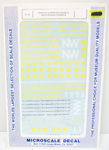 Microscale 87-22 HO Norfolk & Western Diesel Waterslide Decal Sheet