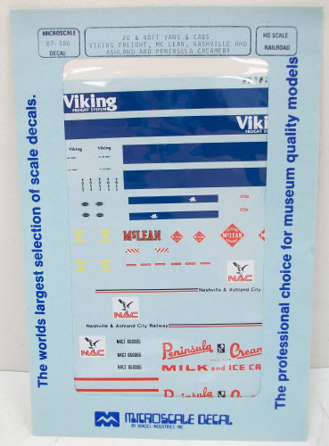 Microscale 87-386 HO 20'' & 40'' Van & Cab Waterslide Decal Sheet