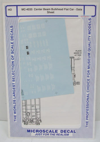 Microscale MC-4035 HO Center Beam Bulkhead Flatcar Decal Sheet