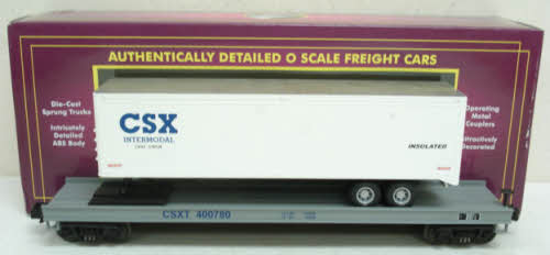 MTH 20-90019D O Gauge CSX Flatcar with Trailer #400780 EX/Box