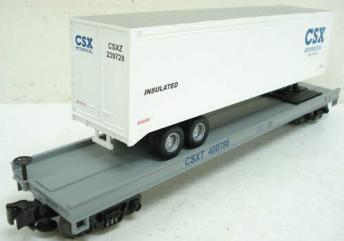 MTH 20-90019D O Gauge CSX Flatcar with Trailer #400780 EX/Box