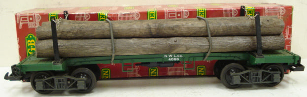 LGB 4066 G Scale Green Flatcar with Log Load & Stakes LN/Box