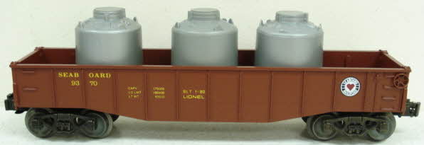 Lionel 6-9370 O Seaboard coast Line Gondola w/ Canisters LN/Box