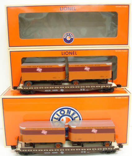 Lionel 6-21902 O MILW PS-4 Flatcars w/Piggyback Trailers #64076/64075 (Set of 2) LN/Box